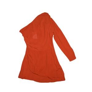 RUE‎ STIIC NEW $210 Long Sleeve One Shoulder Mini Dress Terra Cotta Medium